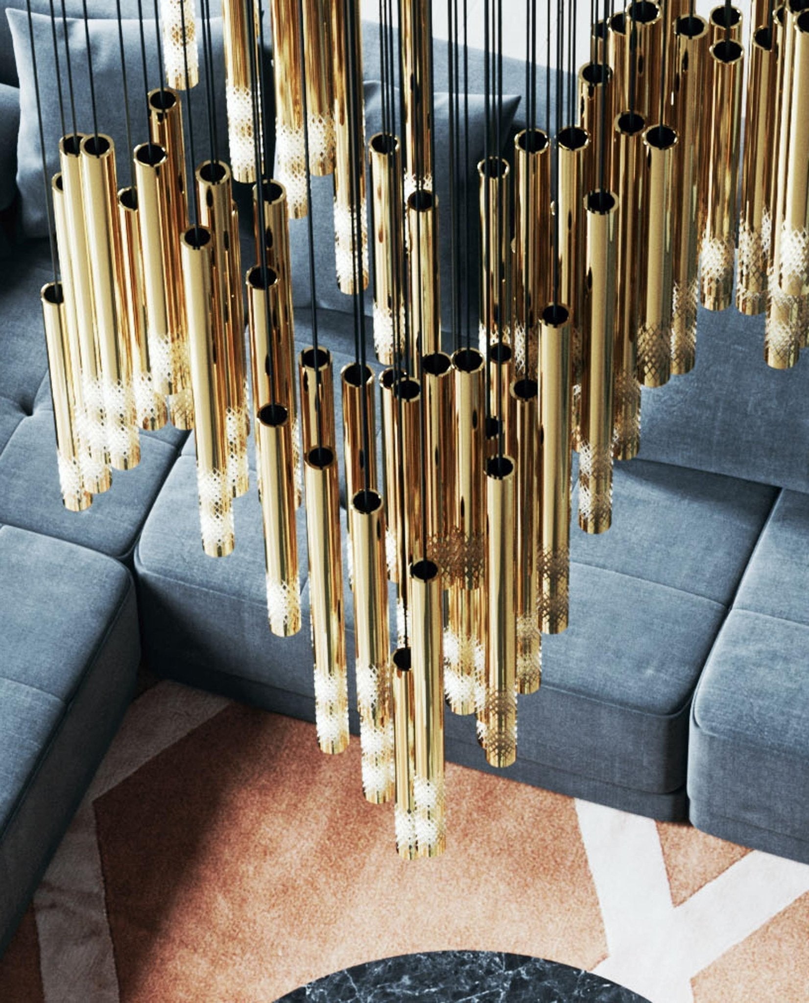 Ovynira Kronleuchter mit goldenen Stäben-Letslighting