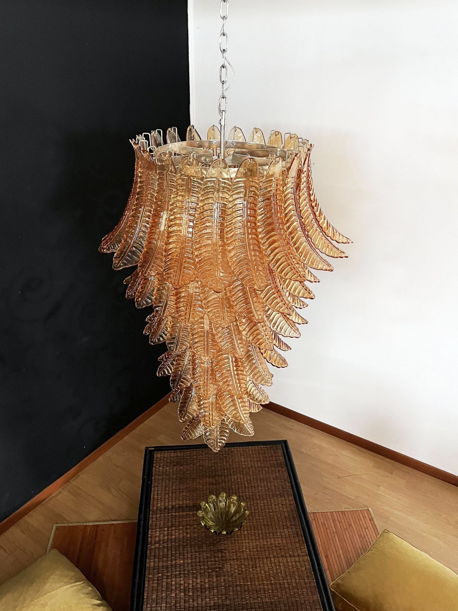 Aurora Chandelier Amber Glass Leaf Layered Statement Artistic - Neutralighting