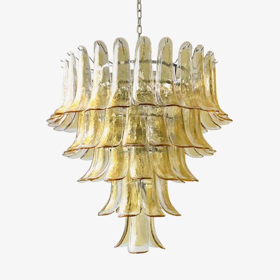 Aurora Chandelier Amber Petals Murano Glass Layered Lotus - Neutralighting