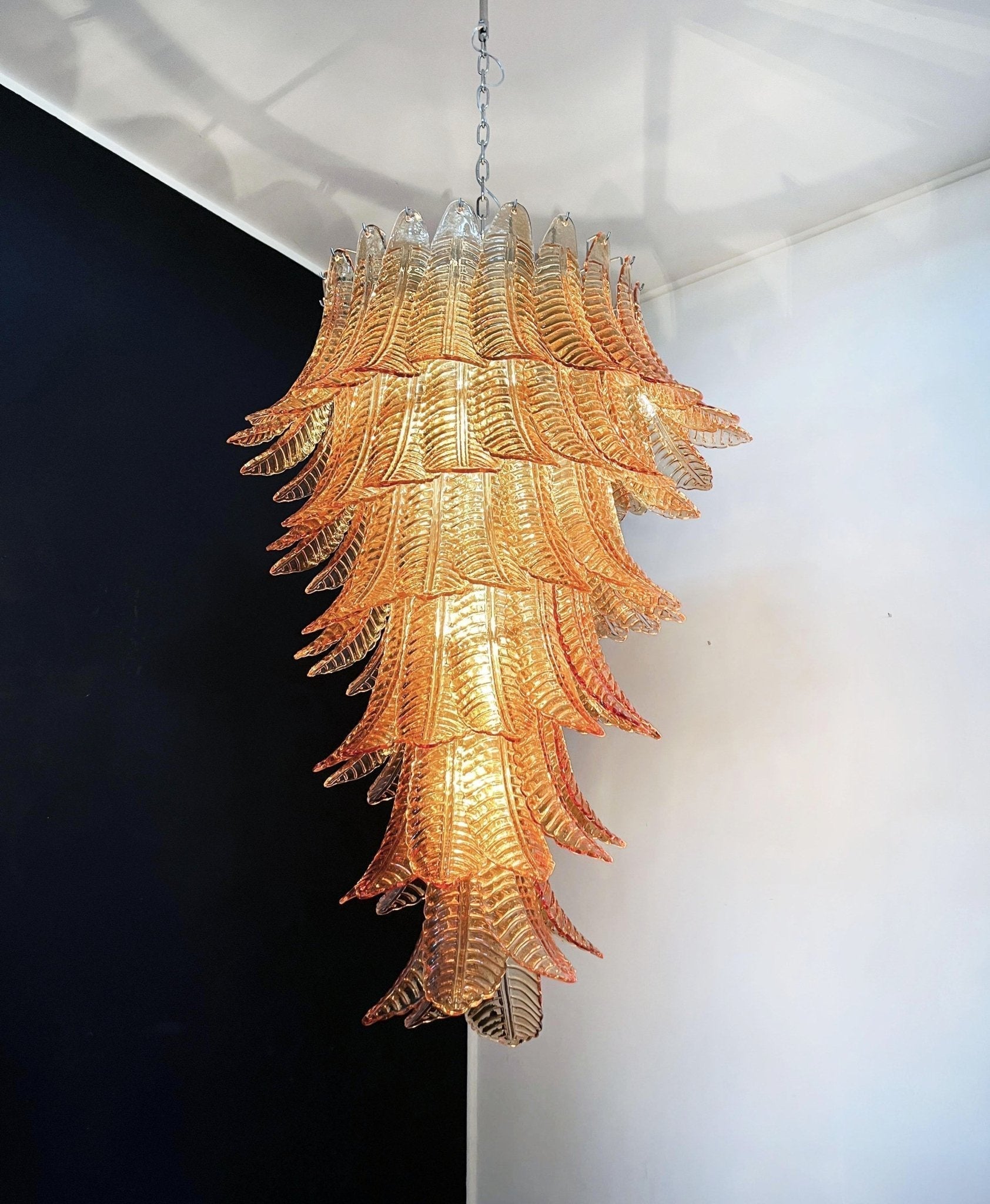 Aurora Chandelier Amber Glass Leaf Layered Statement Artistic - Neutralighting