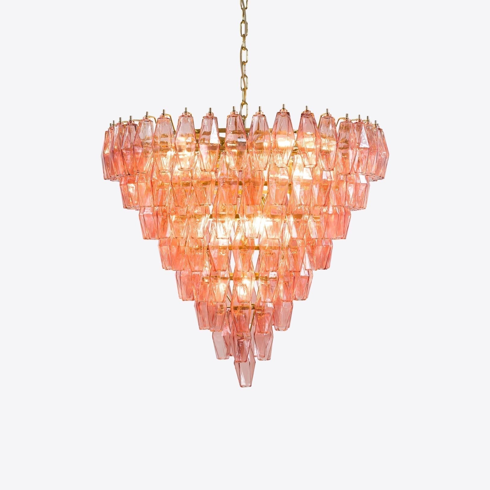 Aurora Chandelier Pink Faceted Glass Layered Vintage - Neutralighting
