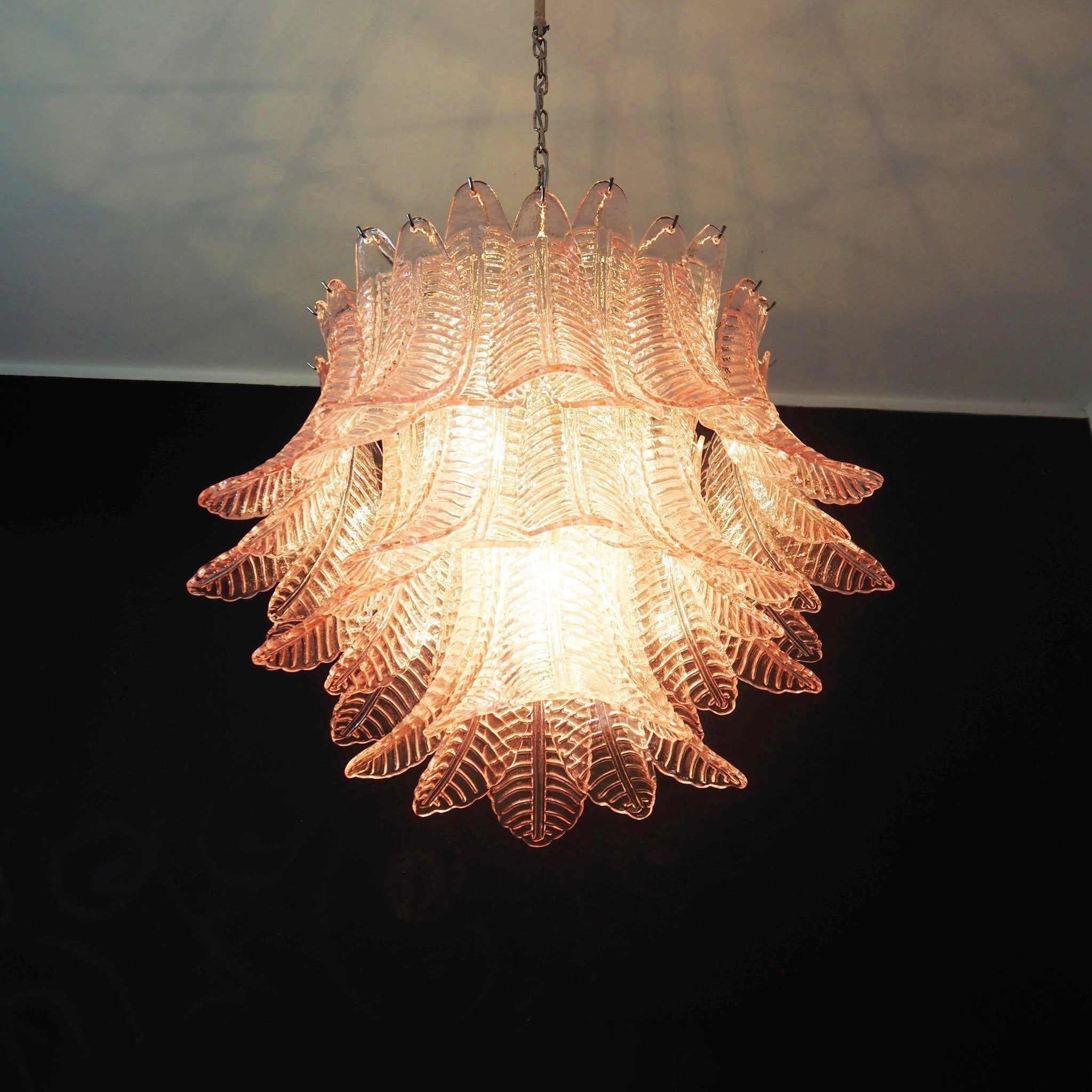 Aurora Chandelier Pink Leaf Glass Layered Graceful Luxury - Neutralighting