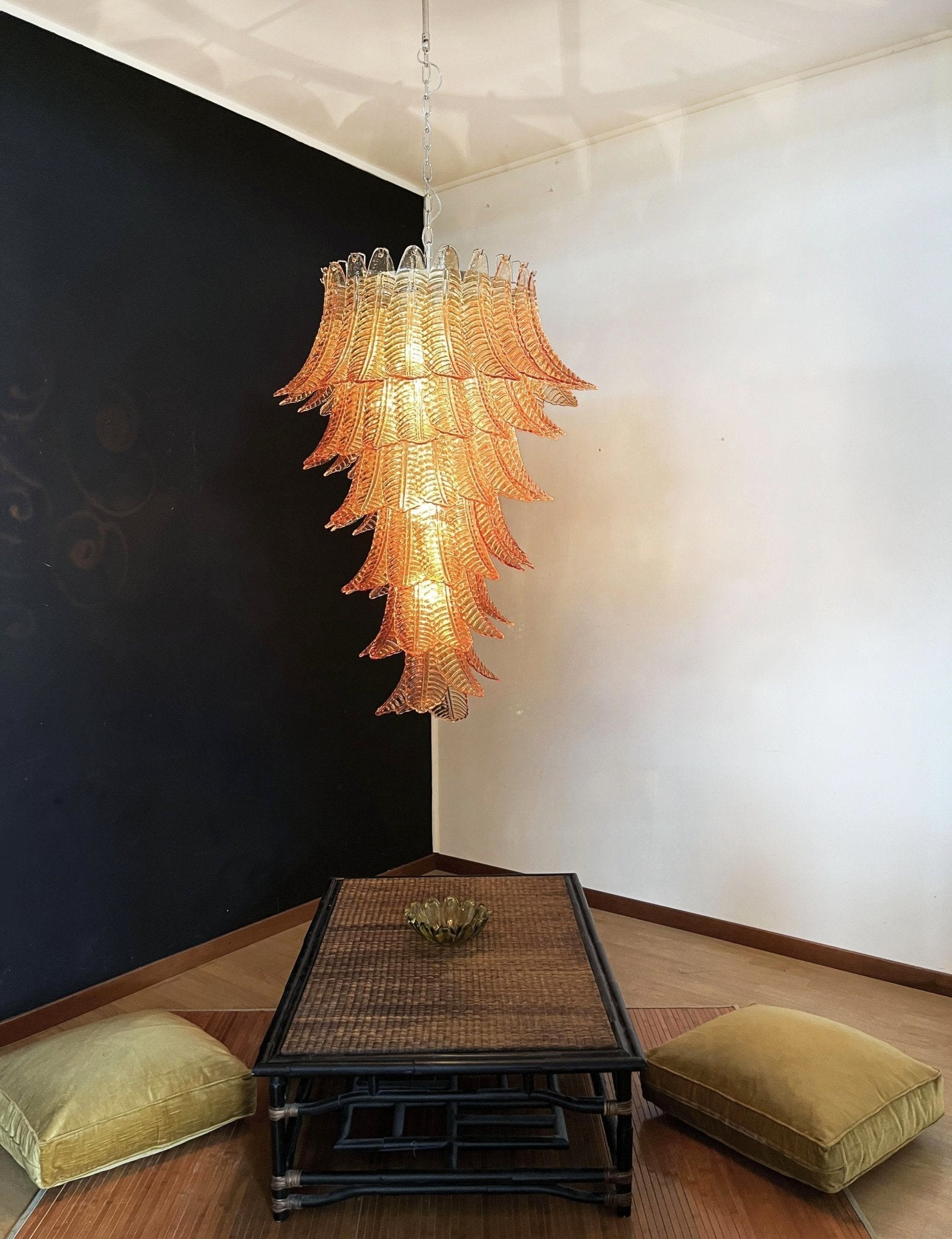 Aurora Chandelier Amber Glass Leaf Layered Statement Artistic - Neutralighting