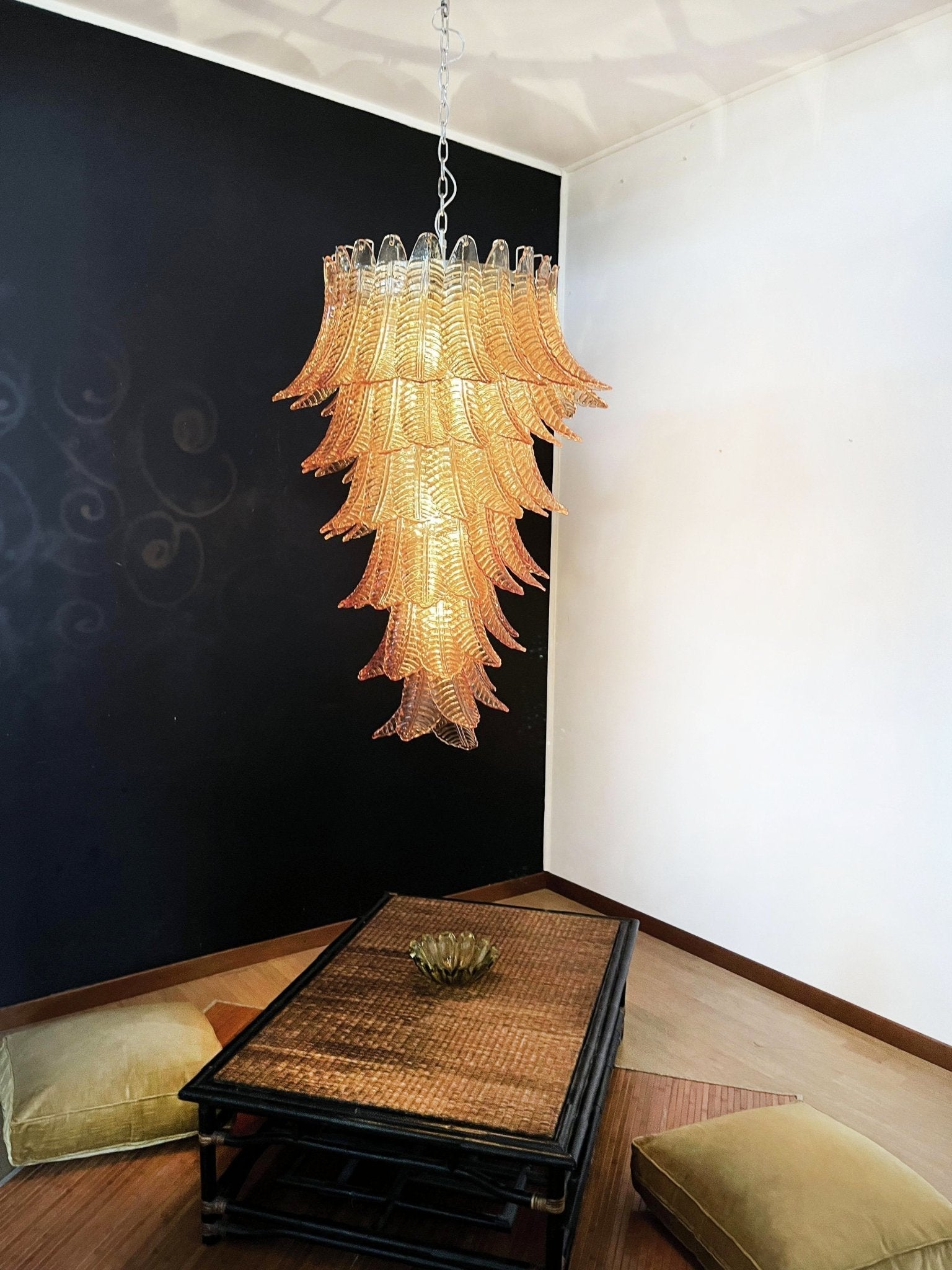 Aurora Chandelier Amber Glass Leaf Layered Statement Artistic - Neutralighting