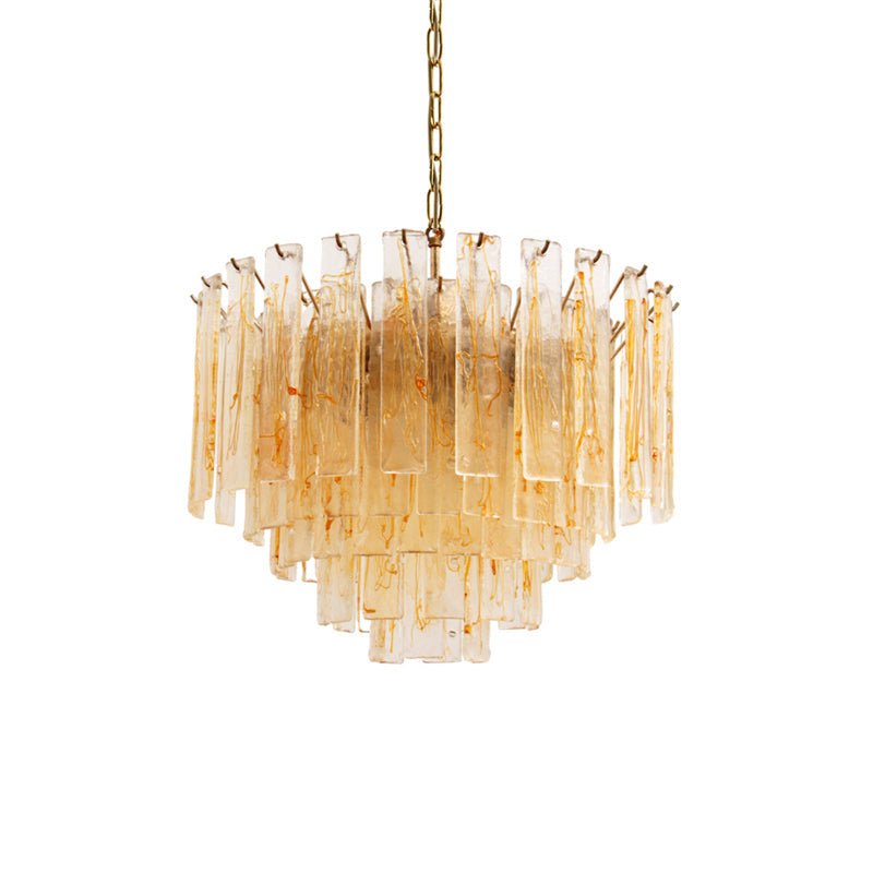 Aurora Chandelier Golden Amber Glass Layered Geometric Luxury - Neutralighting