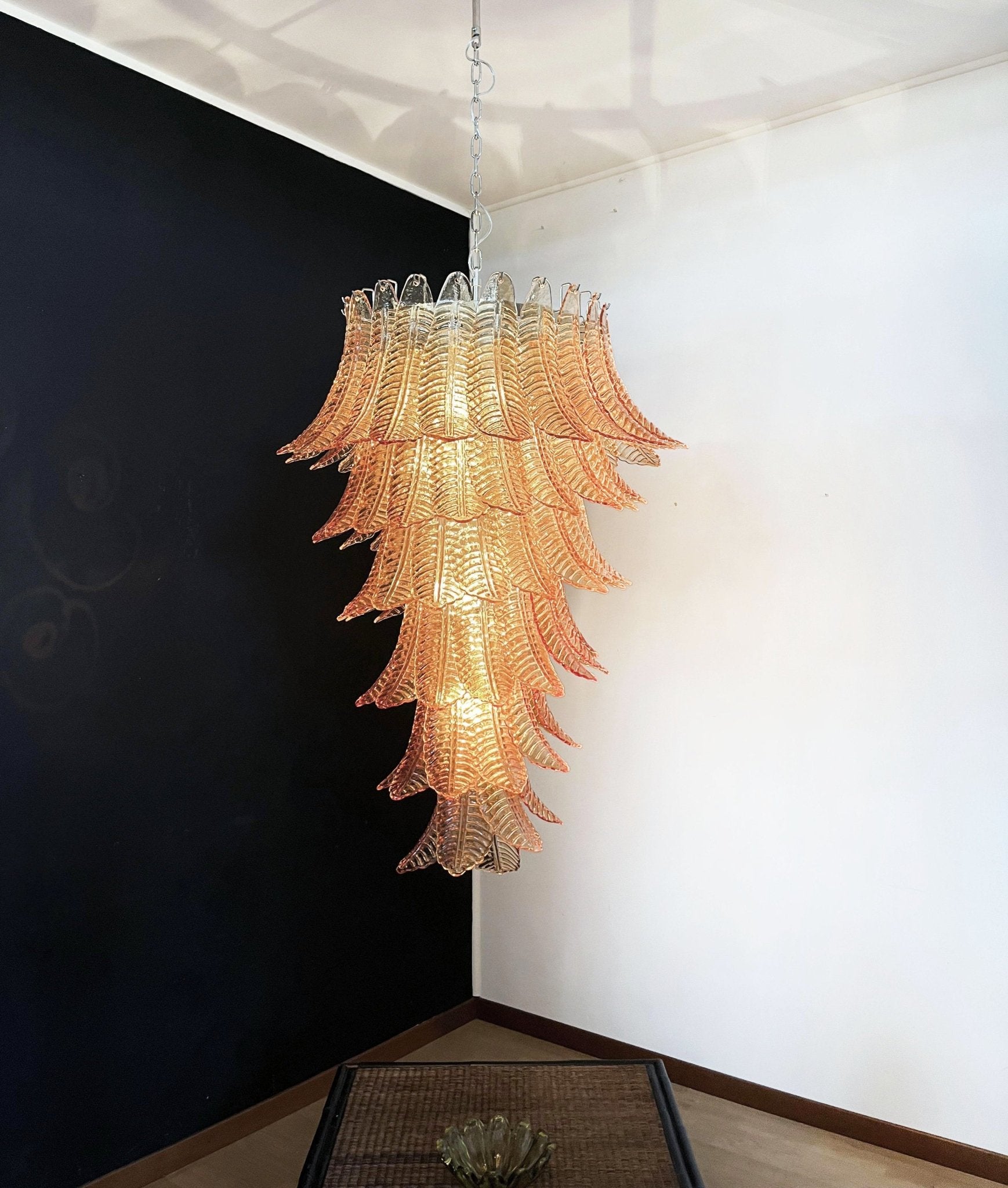 Aurora Chandelier Amber Glass Leaf Layered Statement Artistic - Neutralighting