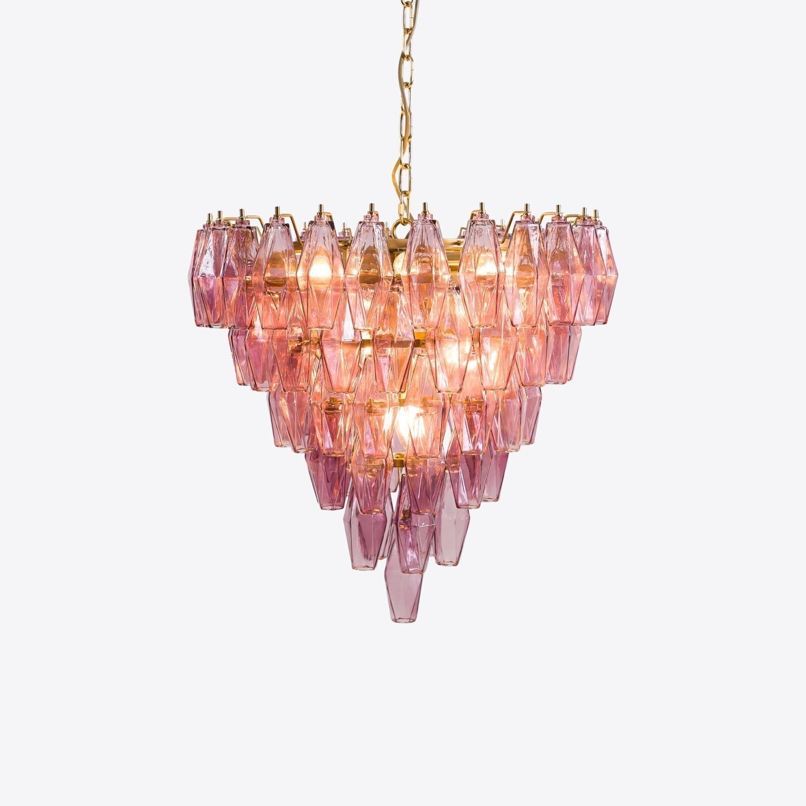 Aurora Chandelier Pink Faceted Glass Layered Vintage - Neutralighting
