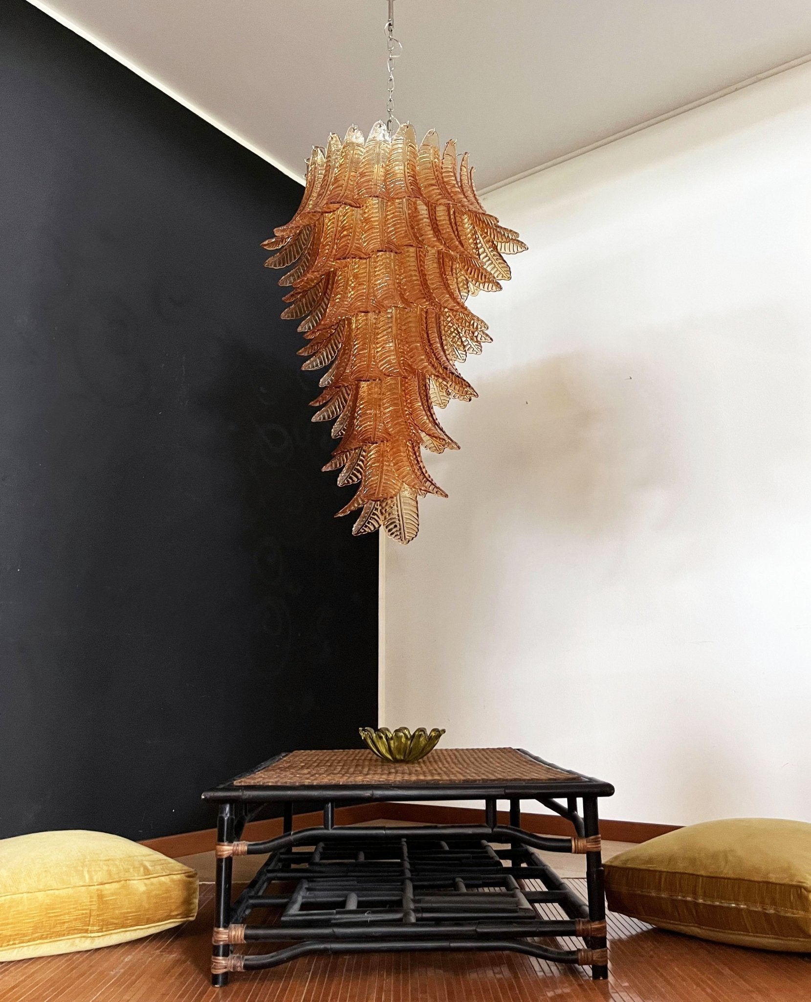Aurora Chandelier Amber Glass Leaf Layered Statement Artistic - Neutralighting