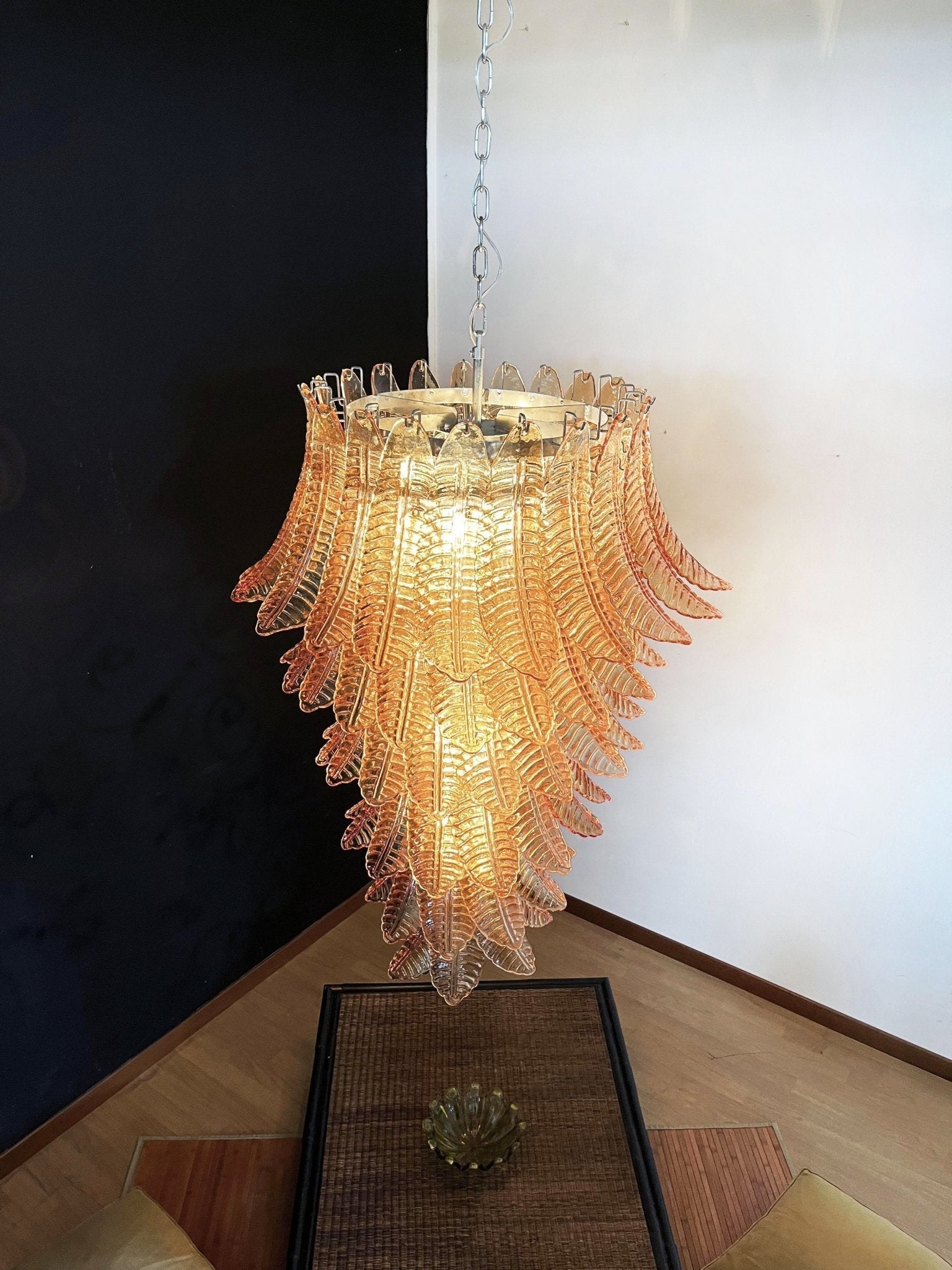Aurora Chandelier Amber Glass Leaf Layered Statement Artistic - Neutralighting