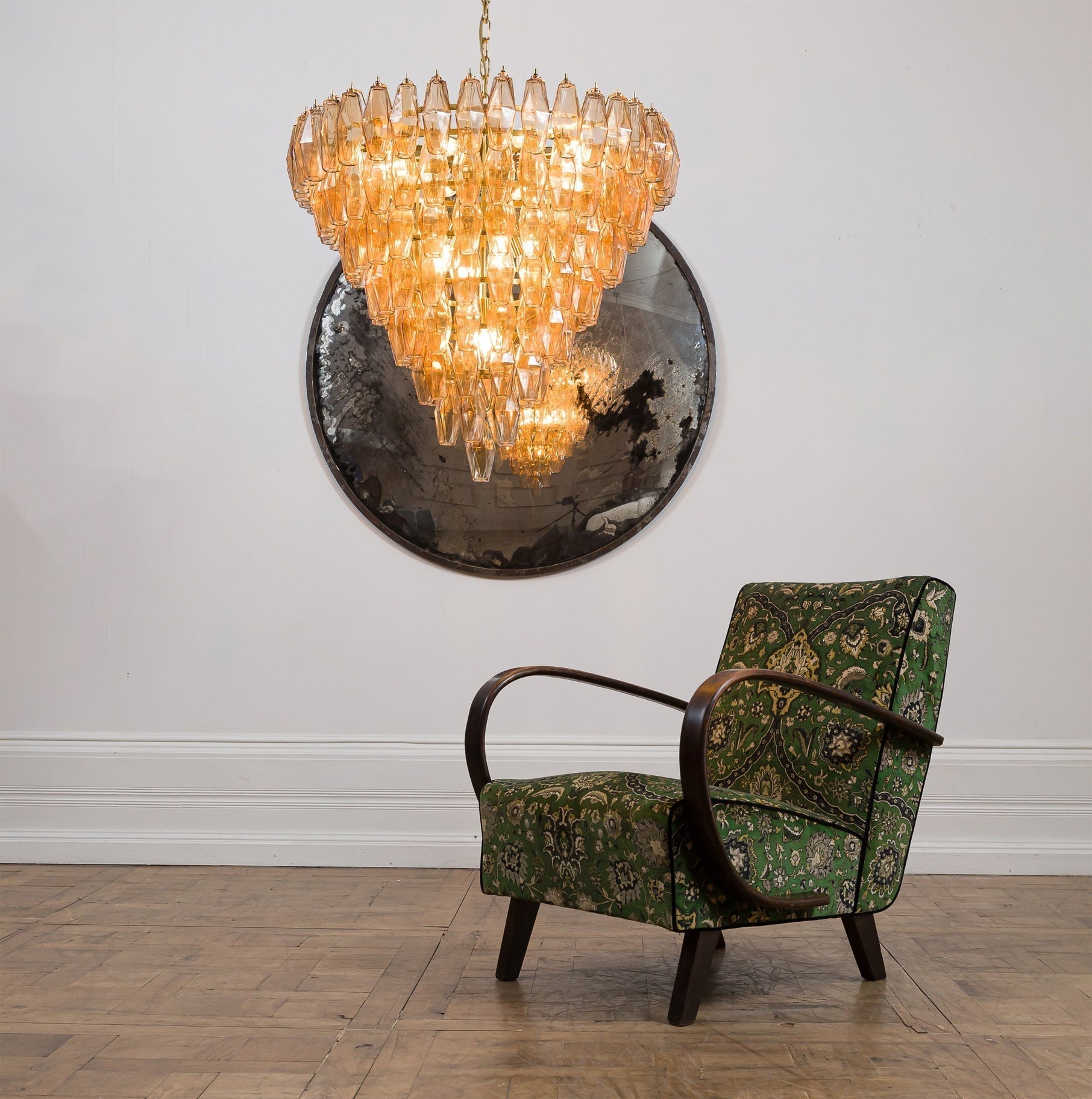 Aurora Chandelier Pink Faceted Glass Layered Vintage - Neutralighting