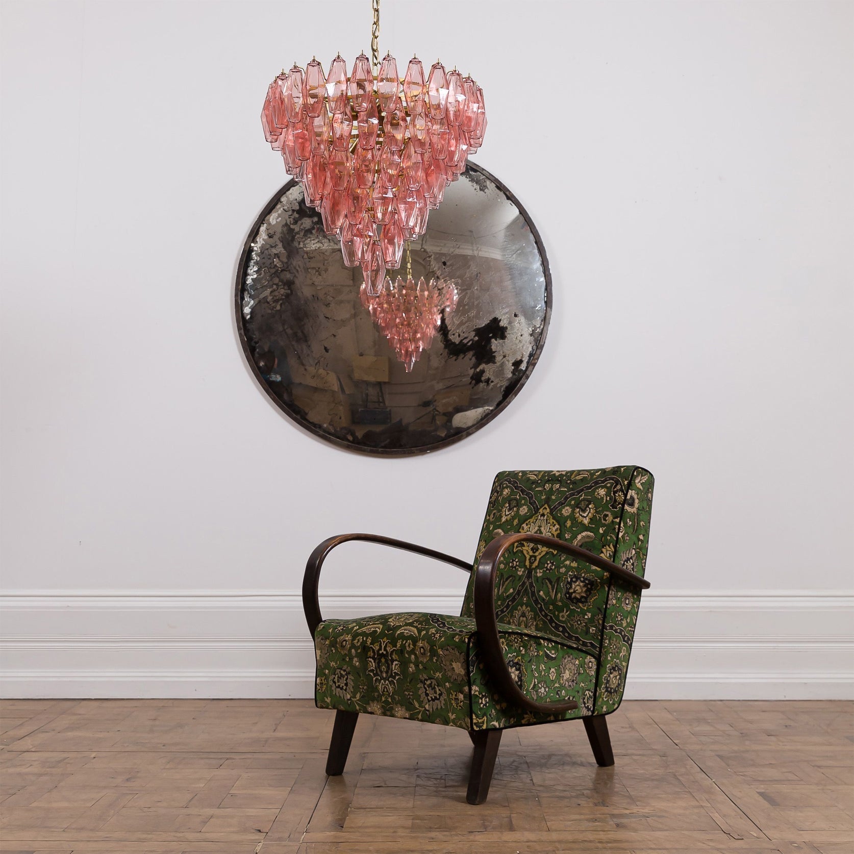 Aurora Chandelier Pink Faceted Glass Layered Vintage - Neutralighting