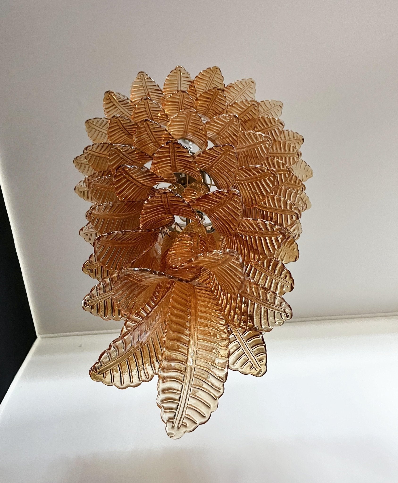 Aurora Chandelier Amber Glass Leaf Layered Statement Artistic - Neutralighting