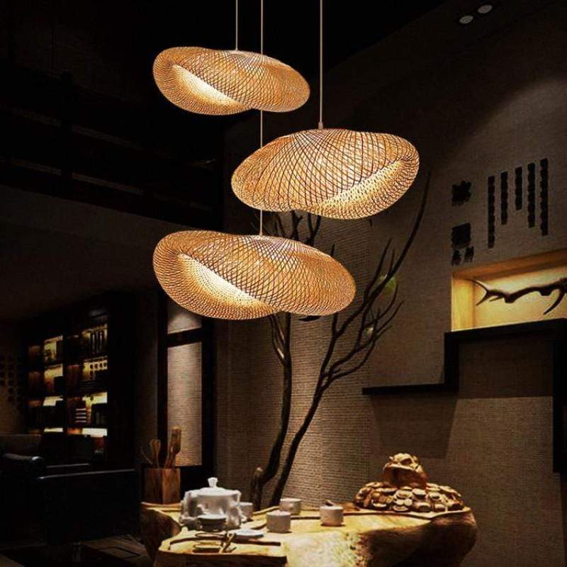 Muto Boho LED Pendelleuchte Bambus Wohn/Esszimmer/Arbeitszimmer