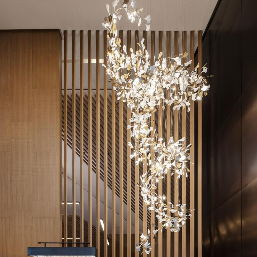 Olivia GloGink Modern Langes Gold LED Kronleuchter, aus Metall&Keramik