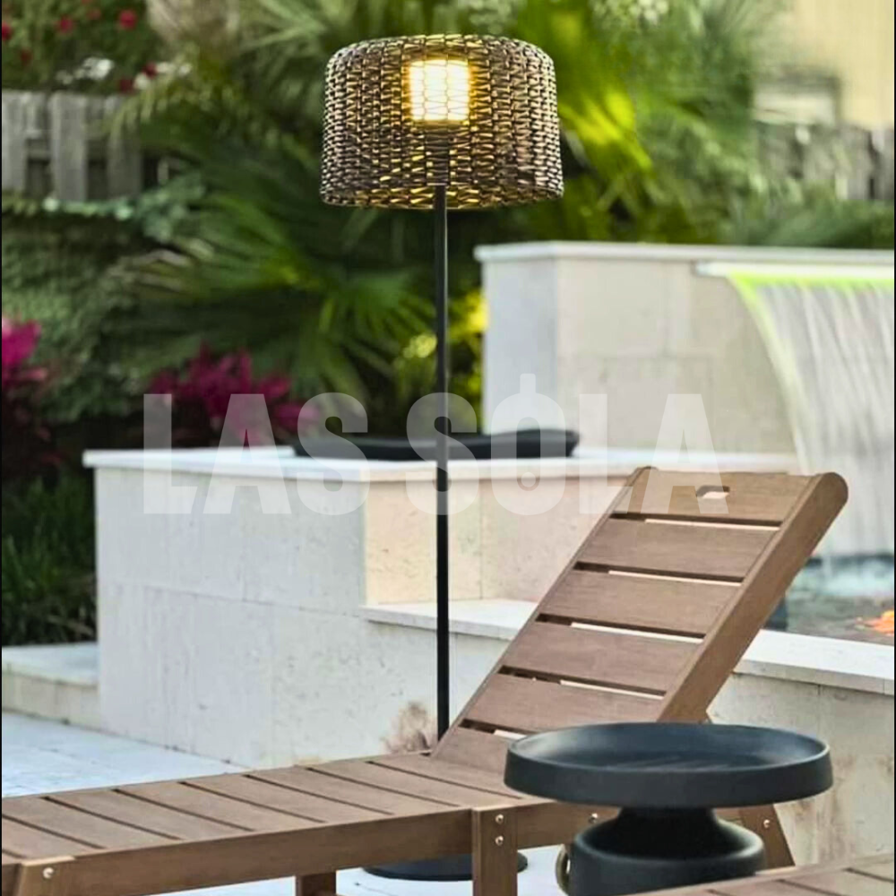 Ritta LED Outdoor Stehlampe Zylinder Modern, Schwarz/Weiß, Metall Rattan