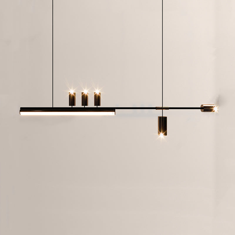 Arisha Modern LED Pendelleuchte Linear Zylinder Esstisch, Gold, Metall Acryl