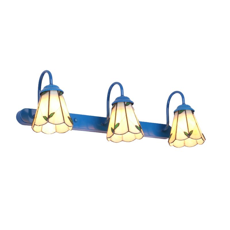 Arisha Vintage Blume LED Wandleuchte Schwarz/Weiß/Blau Schlafzimmer/Flur Metall/Glas
