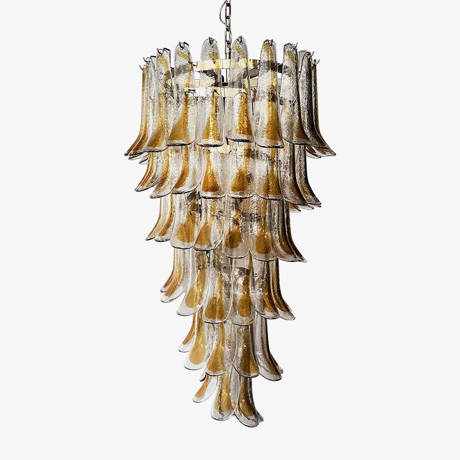Aurora Chandelier Gold Murano Glass Petals Layered Cascading - Neutralighting