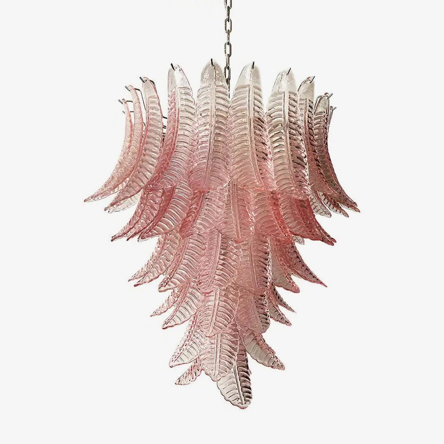 Aurora Chandelier Pink Murano Glass Leaves Cascading Romantic - Neutralighting