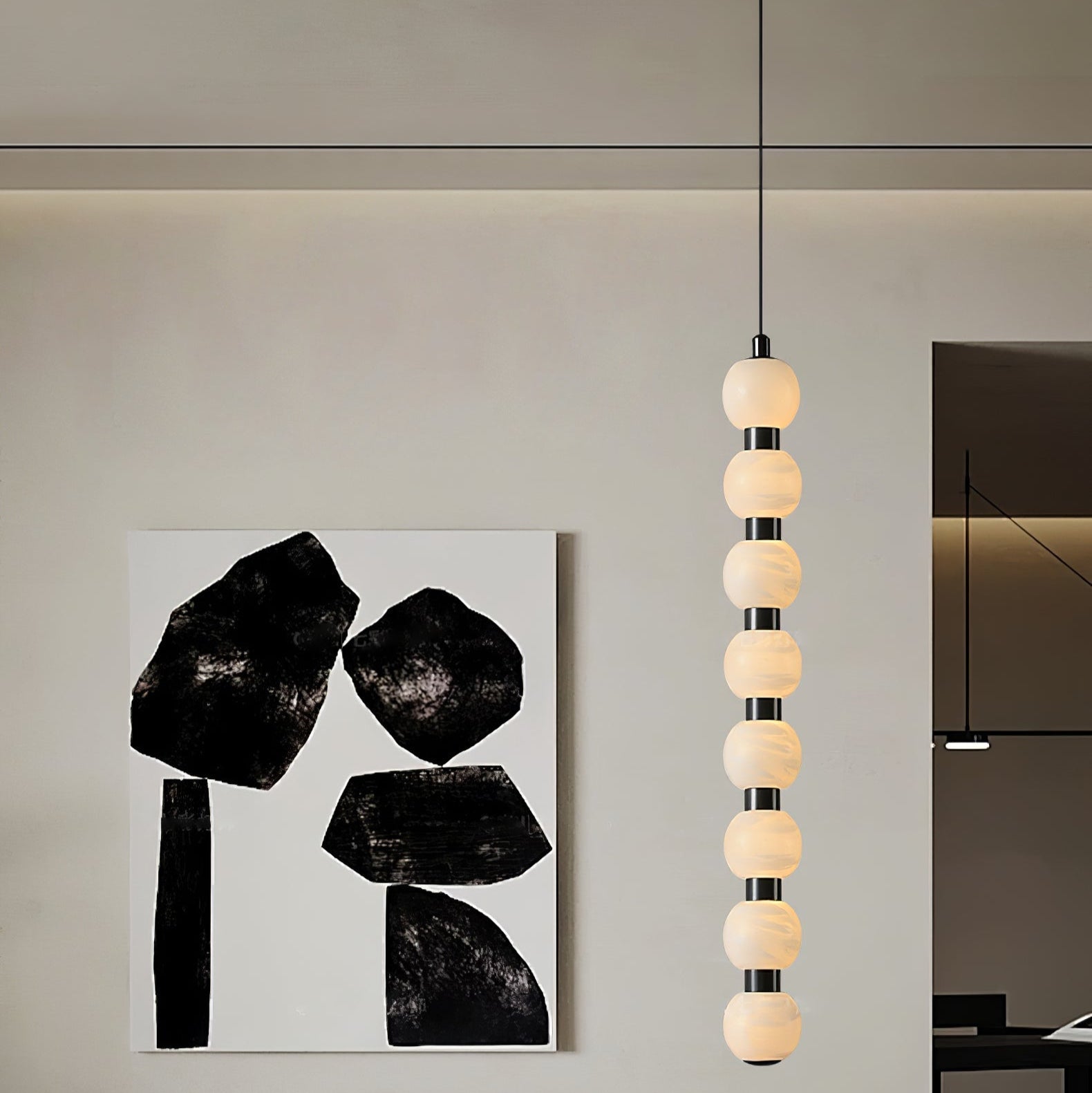 Lyra Modern Alabaster Pendant Light Staircase - Neutralighting