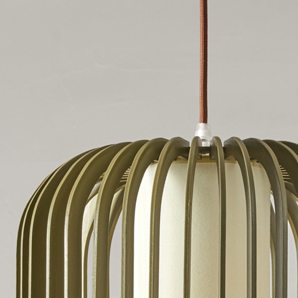 Muto Moderne LED Pendelleuchte Schlaf/Wohnzimmer Gold Holz/Stoff