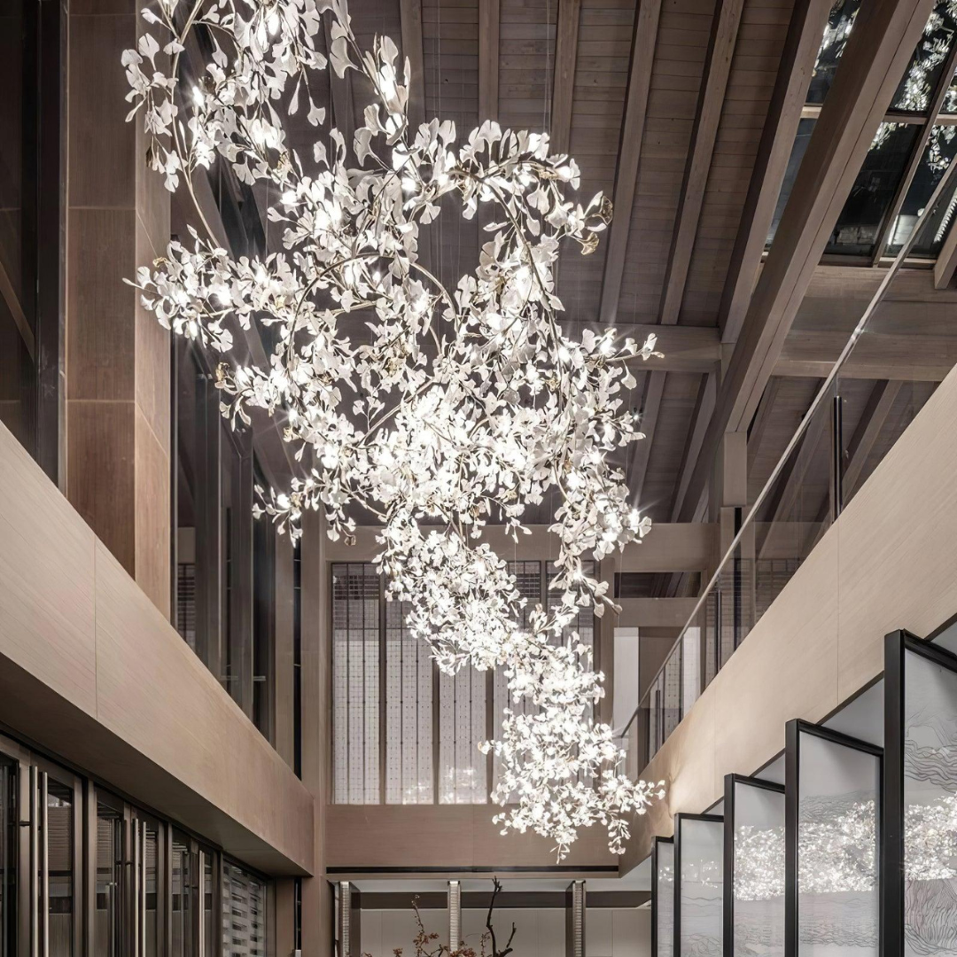 Olivia GloGink Modern Langes Gold LED Kronleuchter, aus Metall&Keramik