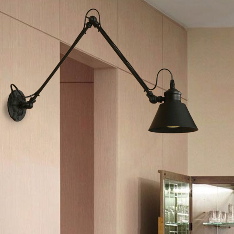 Silva Modern Konische Wandleuchte Schwarz, Wohnzimmer, Metall