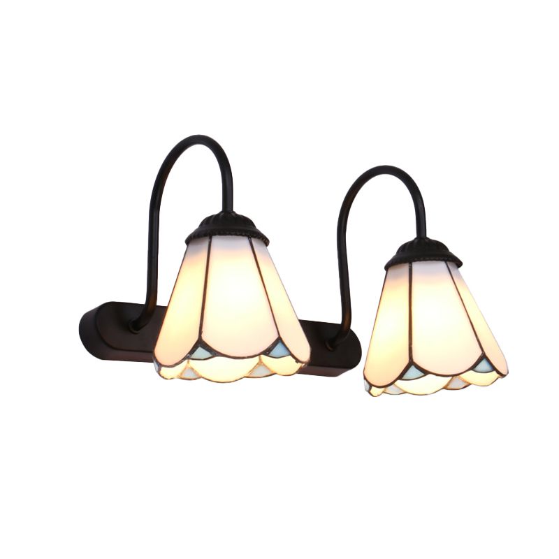 Arisha Vintage Blume LED Wandleuchte Schwarz/Weiß/Blau Schlafzimmer/Flur Metall/Glas
