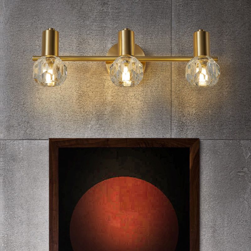 Kristy Luxus Globe LED Wandleuchte Gold Bade/Schlafzimmer Metall Kristall 2/3 Licht