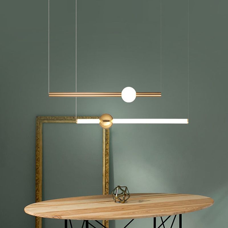 Arisha Modern LED Pendelleuchte Weiß/Gold Wohn/Schlafzimmer Metall&Glas 60CM Lang