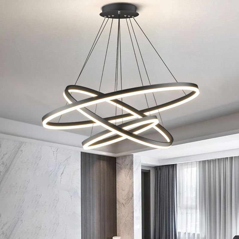 Arisha Modern 3-Ringe LED Pendelleuchte Schwarz Wohn/Schlaf/Esszimmer