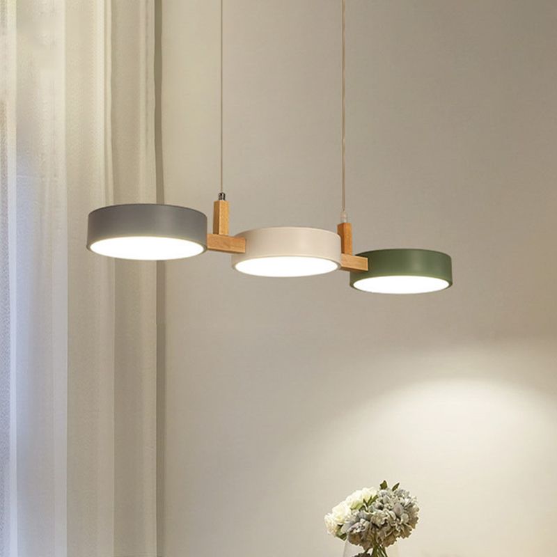 Valentina Design LED Pendelleuchte 3 Flamming Weiß Wohnzimmer Holz/Metall