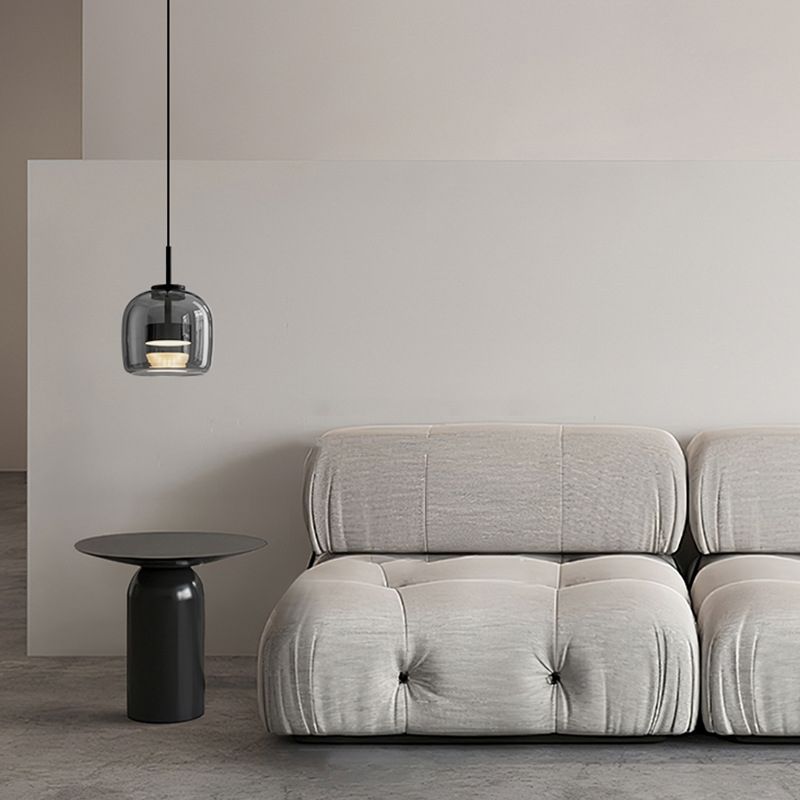 June Minimalistische Glas-Pendelleuchte in Rauchgrau