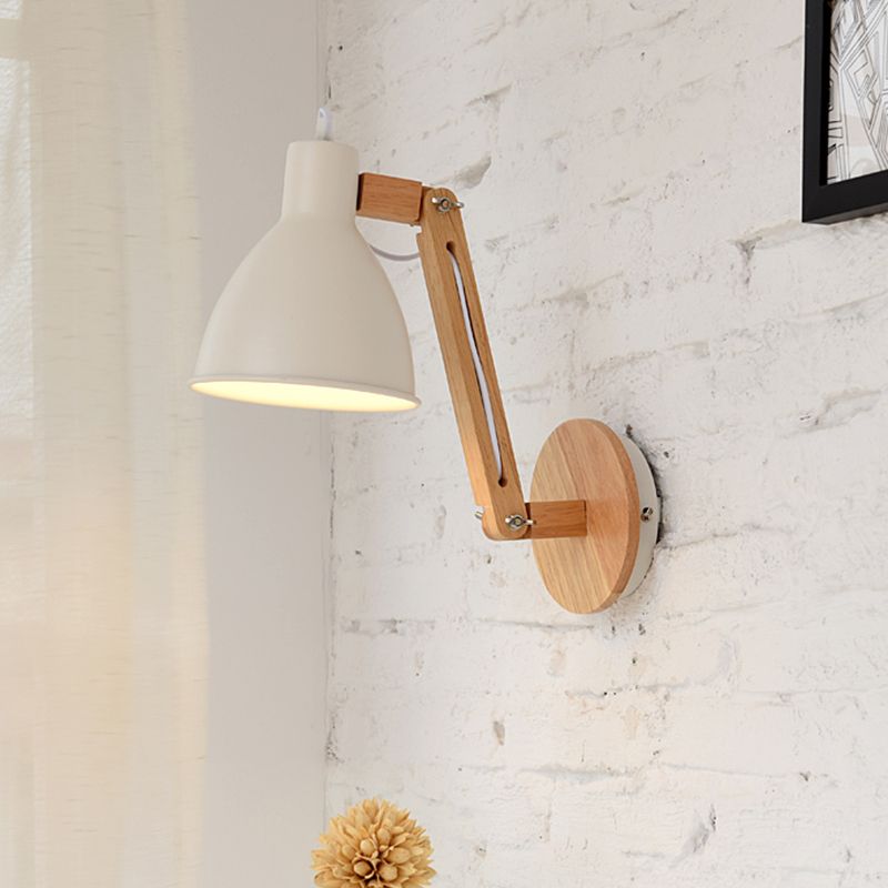 Silva Modern Wandleuchte, Kuppel, Metall/Holz, Schwarz/Weiß, Schlafzimmer