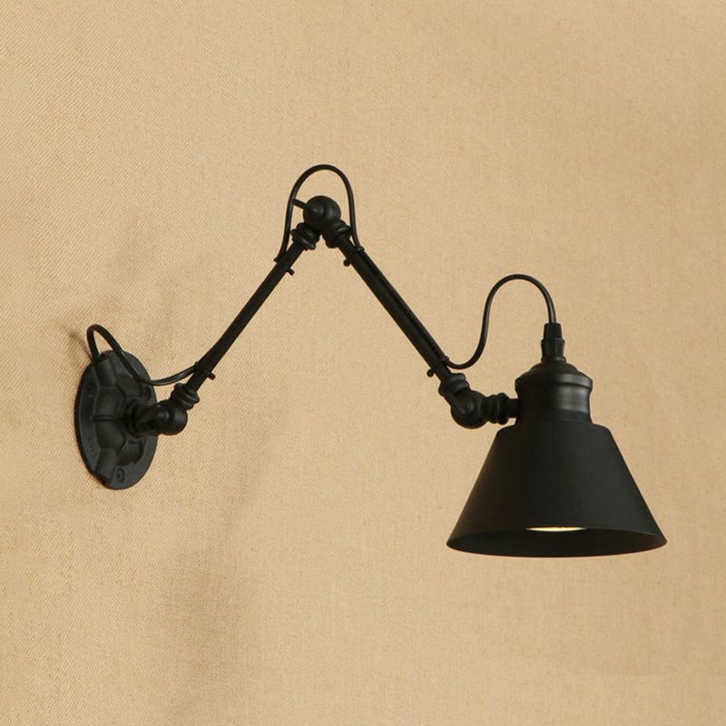 Silva Modern Konische Wandleuchte Schwarz, Wohnzimmer, Metall