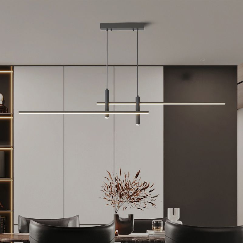 Arisha Minimalistisch Linear Pendelleuchte Schwarz/Gold Schlaf/Ess/Wohnzimmer
