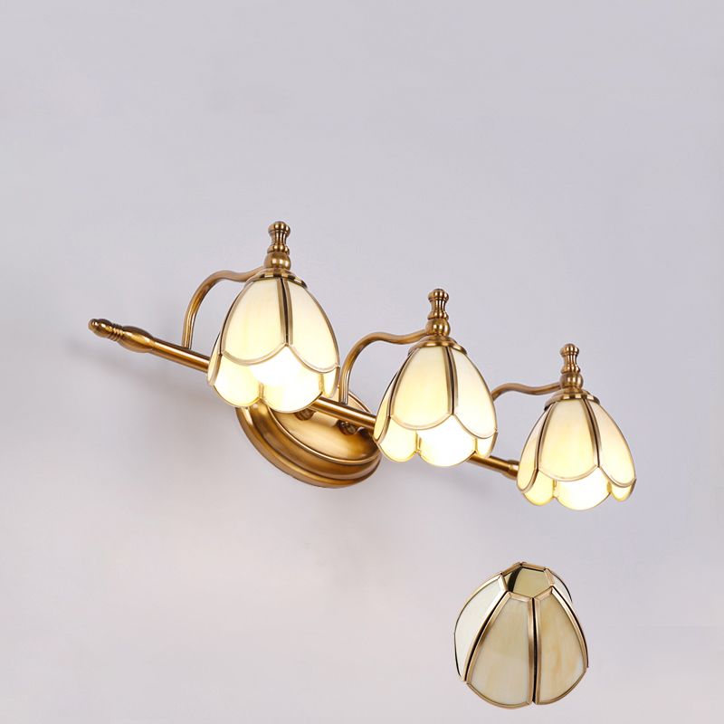 Arisha Retro Blume LED Wandleuchte Weiß/Gelb Bade/Wohnzimmer Metall Glas 2/3/4/5 Leuchten