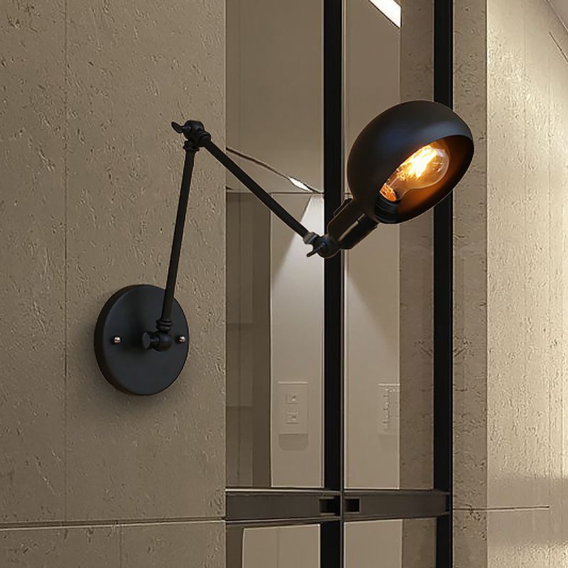 Silva Modern Wandleuchte Kuppel, schwarz, Schlafzimmer, Metall