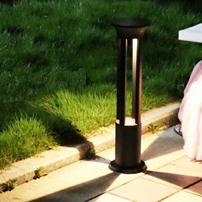 Ray Modern Stehend LED Außenleuchte Zylindrisch Solarenergie Schwarz Garten Metall