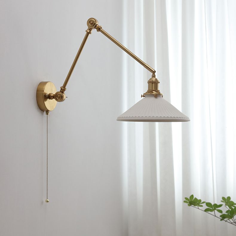 Arisha Modern Wandleuchte, Trommel, Keramik/Metall, Weiß, Schlafzimmer