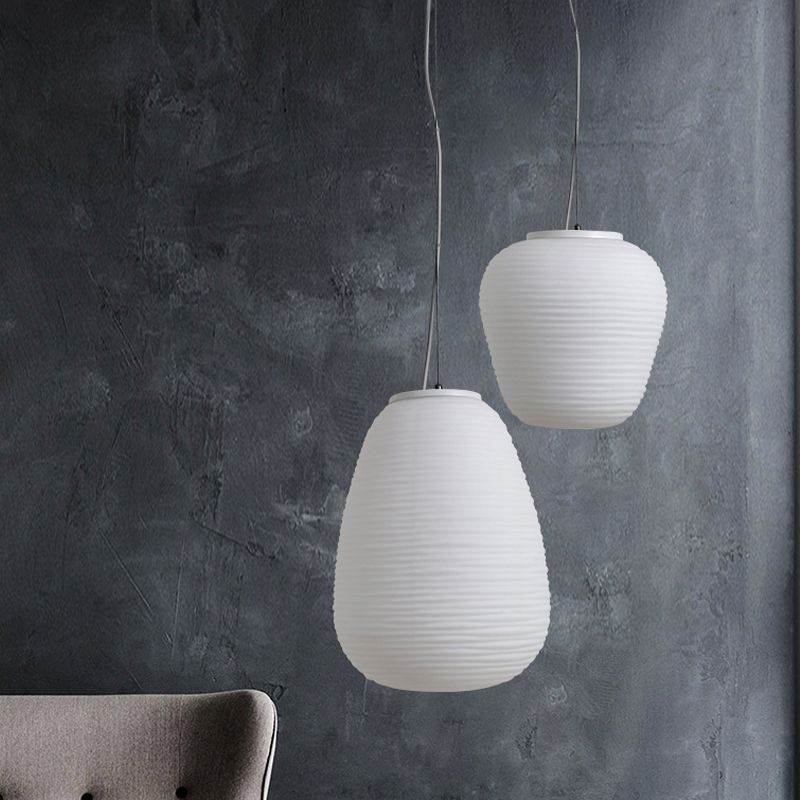 Ritta Designer Einfache LED Pendelleuchte Weiß Schlafzimmer Glas/Metall 3 Größen-Letslighting