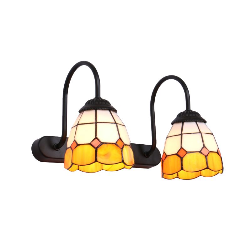 Arisha Vintage Blume LED Wandleuchte Schwarz/Weiß/Blau Schlafzimmer/Flur Metall/Glas