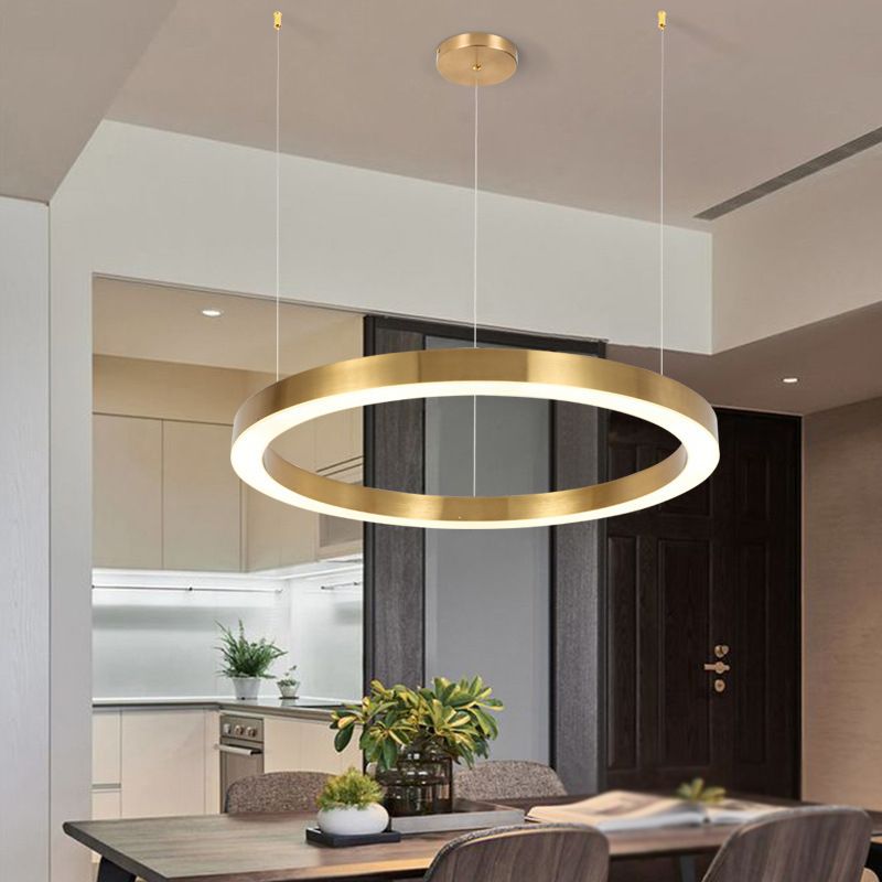 Arisha Modern Pendelleuchte Ring Wohnzimmer Schlafzimmer, Gold, Metall Acryl