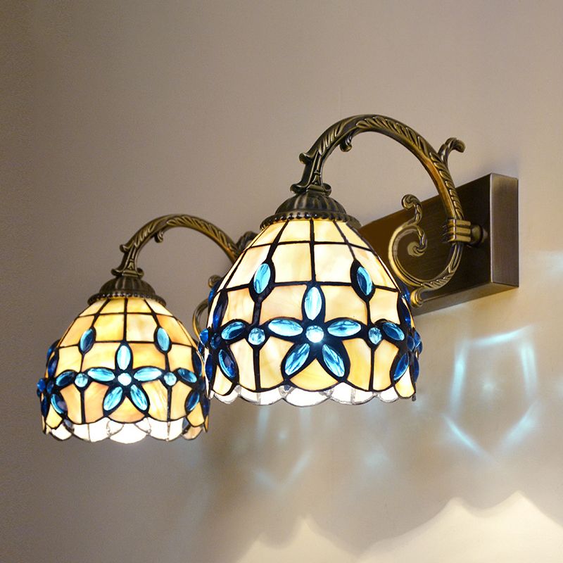 Arisha Vintage Blume LED Wandleuchten Braun Wohn/Schlafzimmer Metall/Glas