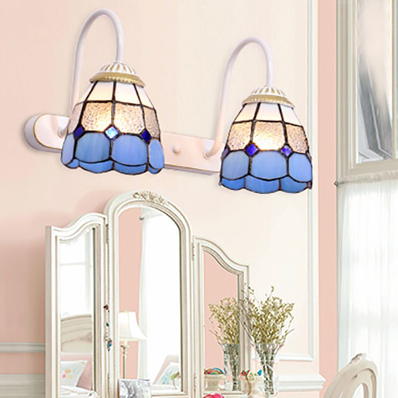 Arisha Vintage Blume LED Wandleuchte Schwarz/Weiß/Blau Schlafzimmer/Flur Metall/Glas