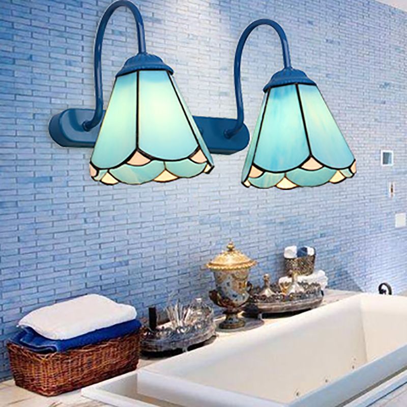 Arisha Vintage Blume LED Wandleuchte Schwarz/Weiß/Blau Schlafzimmer/Flur Metall/Glas