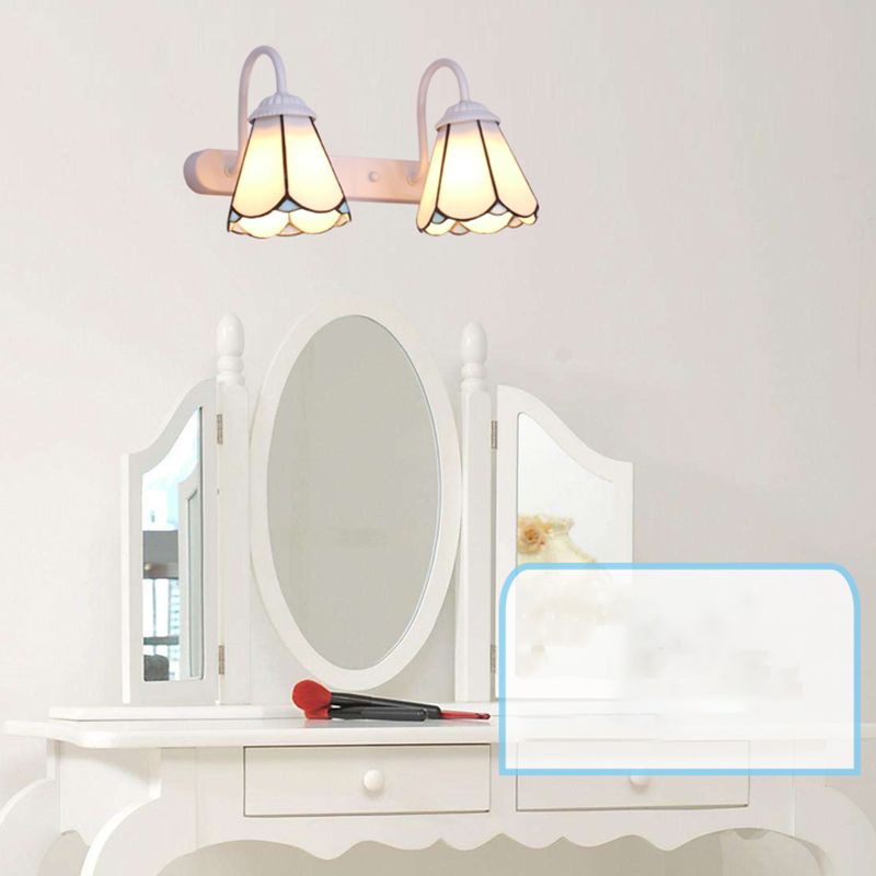 Arisha Vintage Blume LED Wandleuchte Schwarz/Weiß/Blau Schlafzimmer/Flur Metall/Glas