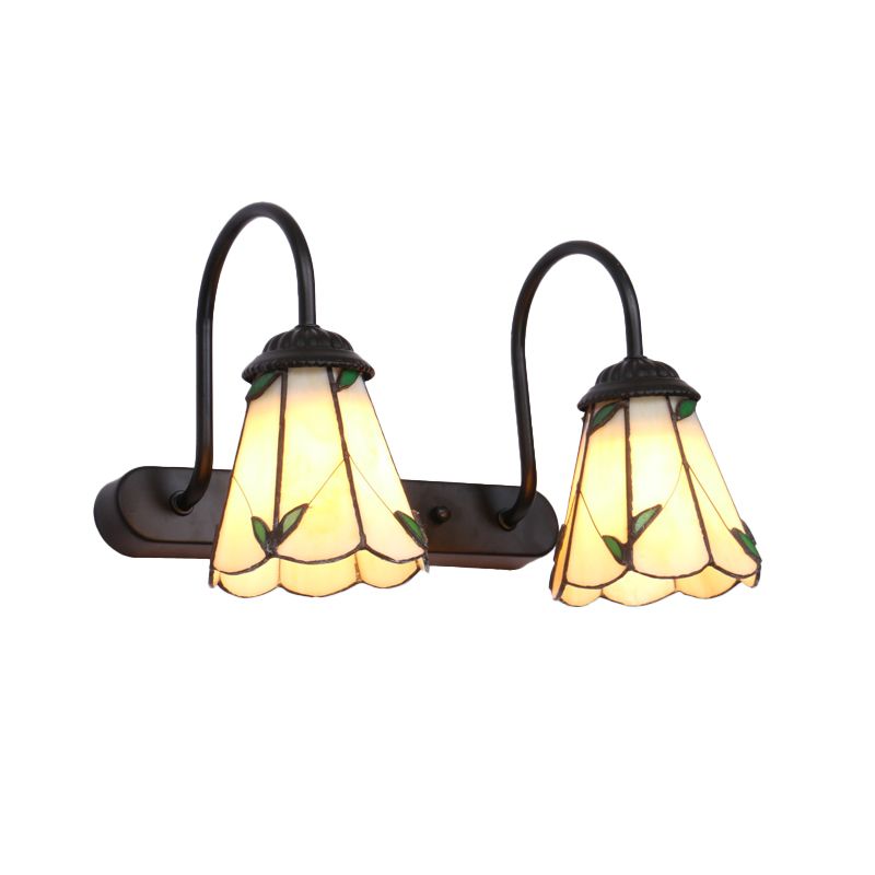 Arisha Vintage Blume LED Wandleuchte Schwarz/Weiß/Blau Schlafzimmer/Flur Metall/Glas
