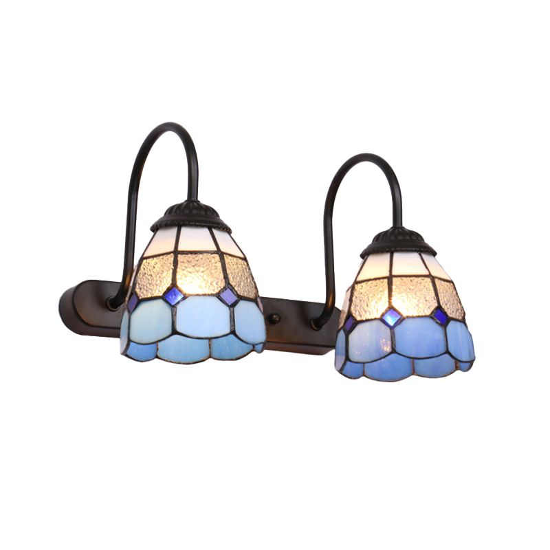 Arisha Vintage Blume LED Wandleuchte Schwarz/Weiß/Blau Schlafzimmer/Flur Metall/Glas