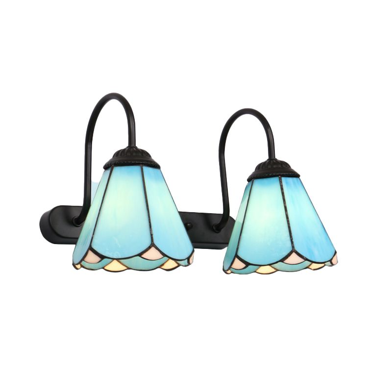 Arisha Vintage Blume LED Wandleuchte Schwarz/Weiß/Blau Schlafzimmer/Flur Metall/Glas